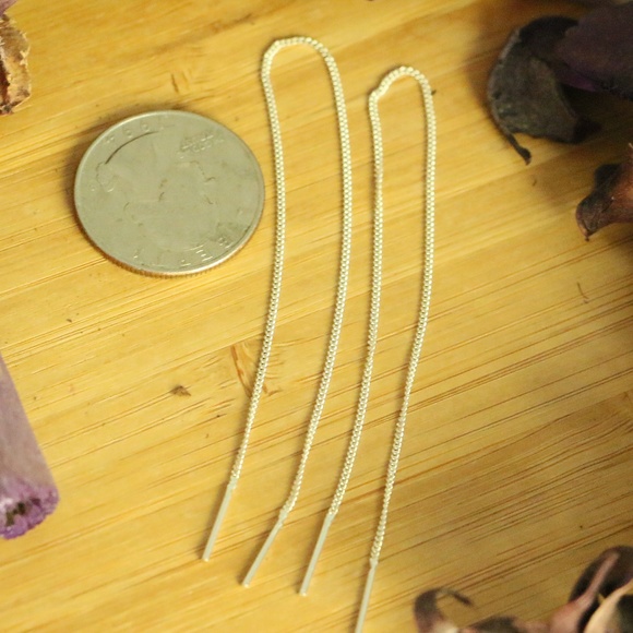 925 sterling silver thread dropped earrings - Picture 4 of 5